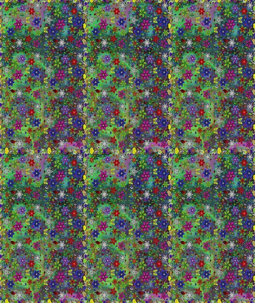 Şirin çiçek elementleri. Raster illüstrasyonu. Kusursuz. Yeşil renkte çiçekler.