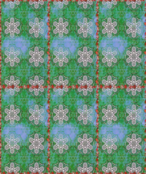 Suluboya tarzında yeşil renkte. Raster illüstrasyonu. Pürüzsüz bahar deseni ve küçük çiçekler.