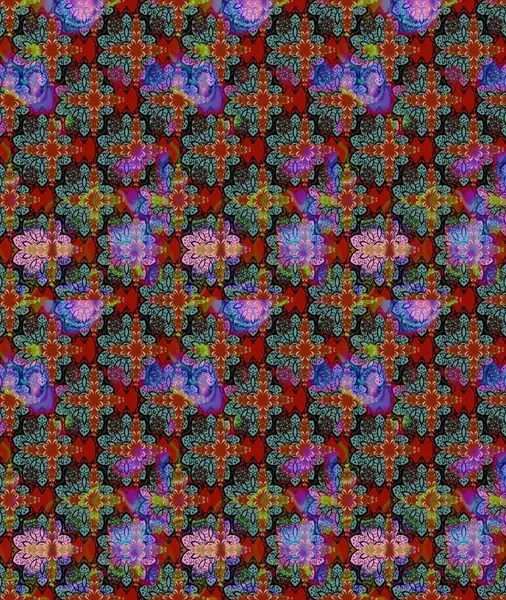 Raster güzel kumaş deseni çiziyor. Çiçek deseni. Renkli Bahar Teması eskiz kalıbı. Düz Çiçek Elementleri Tasarımı.