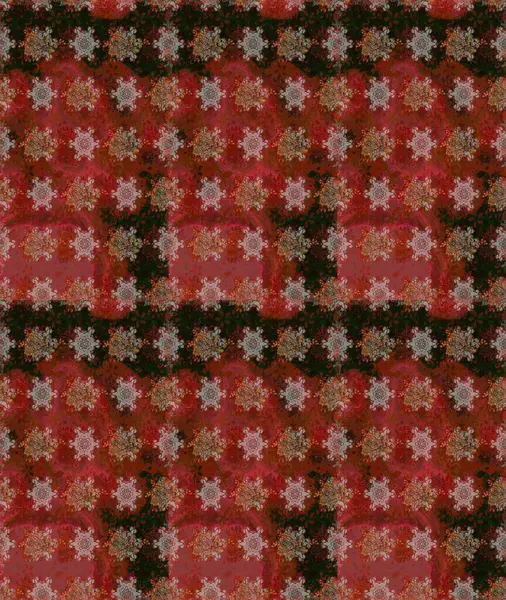 Çiçeksiz desenlerin resmi. Vadinin çiçekleri kahverengi ve kırmızı renklerde.