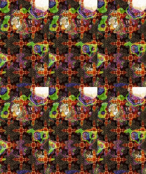 Kahverengi renkli çiçekler. Düz Çiçek Elementleri Tasarımı. Çiçekli eskiz çizimi. Renkli Yaz Teması çizim şablonu.