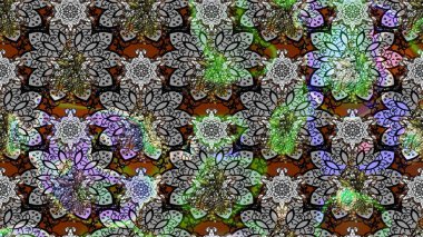 Raster illüstrasyonu. Çizim çiçek deseni duvar kâğıdı olarak kullanılabilir. Gri renkli çiçekler.