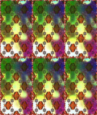 Çiçekli kusursuz retro desen. Yeşil renkli çiçekler. Düz Çiçek Elementleri Tasarımı. Renkli Yaz Temalı Kusursuz Arkaplan.