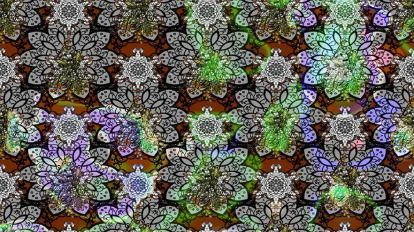 Raster illüstrasyonu. Çizim çiçek deseni duvar kâğıdı olarak kullanılabilir. Gri renkli çiçekler.