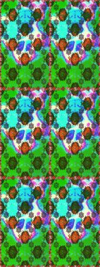 Küçük çiçekteki sevimli çiçek deseni. Soyut çiçek desensiz arkaplan. Raster deseni. Raster illüstrasyonu. Yeşil ve mavi renklerde.