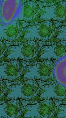 Raster. Eski usul. Raster illüstrasyonu. Kumaş, tekstil, duvar kağıdı baskısı için. Tomurcukları çiçek olan sevimli bir çiçek deseni. Taslak arkaplan.