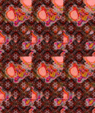 Raster Çiçek İllüstrasyonu güzel tekstil. Kahverengi renkli etnik çiçeklerle zarif bir eskiz deseni..