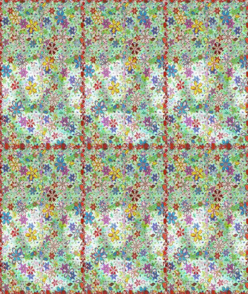 Tarafsız ve yeşil renklerde parlak çiçekli halı deseni.