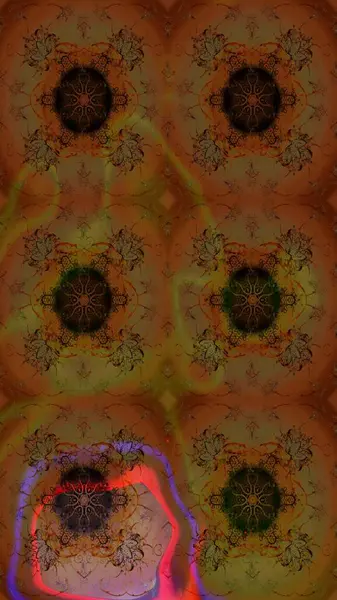 Raster illüstrasyonu. Kahverengi renklere karalamalar çizilmiş çiçek deseni.