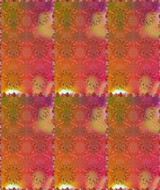 Hediye ambalaj kağıdı, tebrik kartları, posterler ve pankart tasarımı. Raster düz çiçekleri pürüzsüz desen. Turuncu ve kahverengi renkte çiçekler.