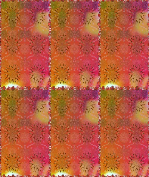 Hediye ambalaj kağıdı, tebrik kartları, posterler ve pankart tasarımı. Raster düz çiçekleri pürüzsüz desen. Turuncu ve kahverengi renkte çiçekler.