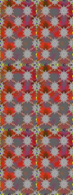 Asya tekstil tarzında. Kusursuz çiçek deseni. Raster illüstrasyonu. Renkli Bahar Temalı Kusursuz Arkaplan. Düz Çiçek Elementleri Tasarımı. Gri ve kahverengi renkte çiçekler.