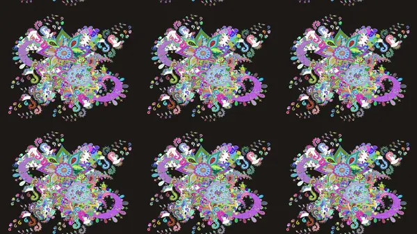 Eski usul küçük çiçekli şirin bir eskiz deseni. Kumaş, duvar kağıdı ve kağıt üzerine baskı yapmak için gelişen arka plan. Moda arka planında parlak buketler. Raster illüstrasyonu.