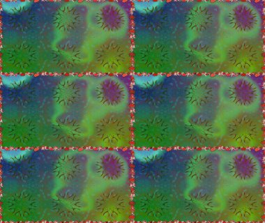 Blossom lilies seamless background. Amazing collage paradise style for floral design. Bright floral collage blossom flowers green and blue.