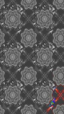 Gri renkli etnik çiçekli zarif eskiz deseni. Raster Çiçek İllüstrasyonu güzel tekstil..