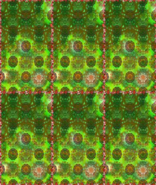 Raster illüstrasyonunda kusursuz çiçek deseni. Suluboya tarzında yeşil renkte çiçekler.