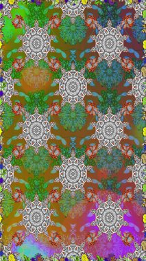 Raster deseni. Organik elementler. Botanik kusursuz desen. Suluboya etkisi.