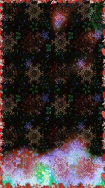 Raster dikişsiz çiçek deseni. Vadinin çiçekleri siyah ve kahverengi renklerde.