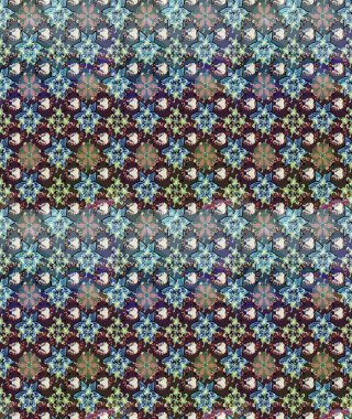 Mavi renklerde. Raster illüstrasyonu. Çiçek buketleriyle klasik tarzda eskiz deseni.