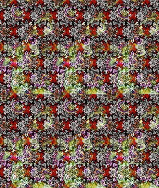 Nakış desenli çiçek deseni. Parmak izi, kumaş, duvar kâğıdı, tekstil için raster dokusu. Renkli grunge soyut arkaplanı Cologray çiçekleriyle zenginleştirir.