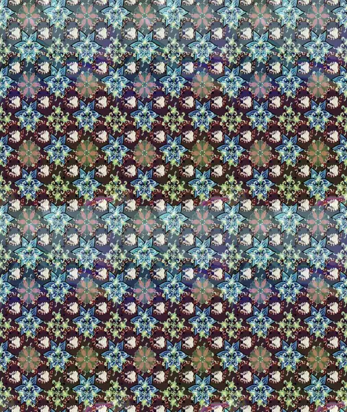 Mavi renklerde. Raster illüstrasyonu. Çiçek buketleriyle klasik tarzda eskiz deseni.