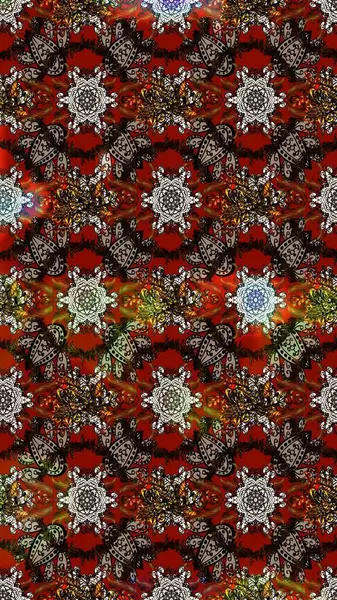 Soyut etnik raster çizim kalıbı. Kabile sanatı boho baskısı, klasik çiçek arkaplanı. Arkaplan dokusu, duvar kağıdı, kahverengi renkli çiçek teması.