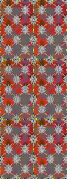 Asya tekstil tarzında. Kusursuz çiçek deseni. Raster illüstrasyonu. Renkli Bahar Temalı Kusursuz Arkaplan. Düz Çiçek Elementleri Tasarımı. Gri ve kahverengi renkte çiçekler.