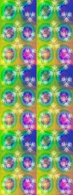 Raster illüstrasyonu. Raster deseni. Yumuşak, bahar çiçekleri yeşil ve mavi renklerde. Patlayan çiçekler soyut yerleştirilmiş.