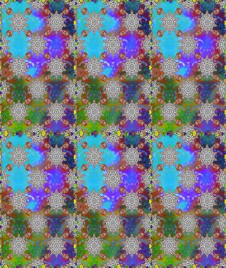 Raster illüstrasyonu. Gri renklere karalamalar çizen kusursuz çiçek deseni.