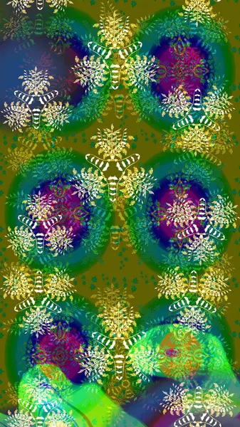 Çiçekli el çizimi çizimi deseni. Modern gelişim yeşil ve mavi raster arka plan duvar kâğıdı illüstrasyon klasik çizgili iz sürme desenli çiçekler, çiçekli süsler.