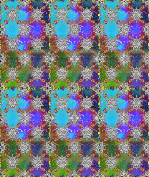 Raster illüstrasyonu. Gri renklere karalamalar çizen kusursuz çiçek deseni.