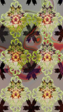 Şirin çiçek elementleri. Renkli Bahar Teması eskiz kalıbı. Düz Çiçek Elementleri Tasarımı. Taslak desenli, modaya uygun kumaş deseni. Raster illüstrasyonu.