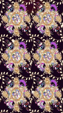 Raster güzel kumaş deseni çiziyor. Renkli Bahar Teması eskiz kalıbı. Düz Çiçek Elementleri Tasarımı. Çiçek deseni.