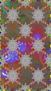 Kahverengi ve gri renkli çiçekler. Raster illüstrasyonu. Küçük çiçekte sevimli çiçek deseni var..