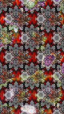 Şirin çiçekler. Çizgi çizimi kalıbı. Raster Moda kumaş deseni.