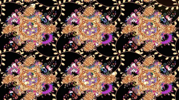 Raster illüstrasyonu. Güzel karalamalı çiçek desenli çizim. Güzel kumaş deseni. Küçük çiçekte sevimli çiçek deseni var..