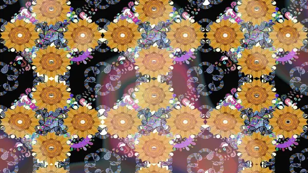 Çocuk stili. Düz Çiçek Elementleri Tasarımı. Çiçekli eskiz arkaplanı. Renkli Bahar Teması çizim şablonu.