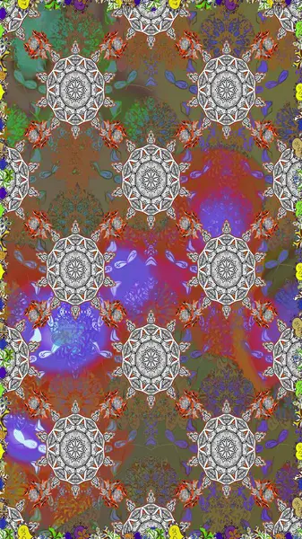 Kahverengi ve gri renkli çiçekler. Raster illüstrasyonu. Küçük çiçekte sevimli çiçek deseni var..