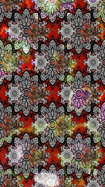 Şirin çiçekler. Çizgi çizimi kalıbı. Raster Moda kumaş deseni.