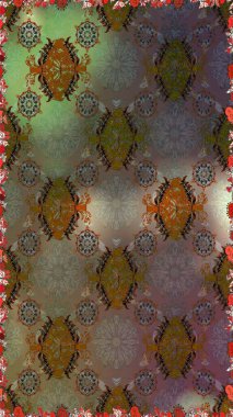 Soyut etnik raster kusursuz desen. Arkaplan dokusu, duvar kağıdı, kahverengi renkli çiçek teması. Kabile sanatı boho baskısı, klasik çiçek arkaplanı.