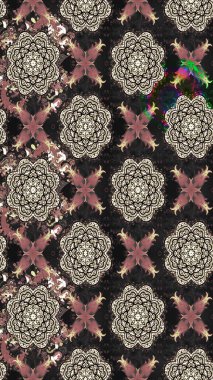 Eskiz modeli etnik tasarım. Yatak çarşafları, ceket, paket tasarımı, kumaş ve moda kavramları için tekstil baskısı. Çiçekleri, deniz kabukları, mandalaları ve suluboya efektleri olan deniz altyapısı.