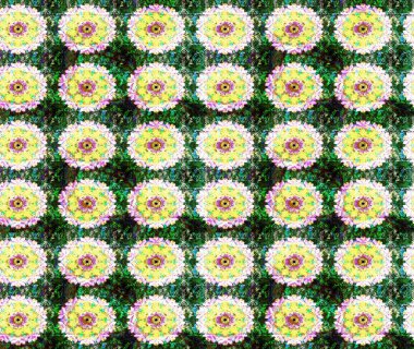 Tropik çiçek desenleri. Raster illüstrasyonu. Yeşil renkte çiçekler.