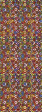 Sketch Colour Spring Theme eskiz kalıbı. Düz Çiçek Elementleri Tasarımı. Kahverengi ve kırmızı renkte çiçekler. Sevimli çiçek raster deseni.