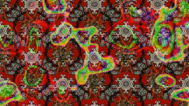 Raster illüstrasyonu. Kırmızı, kahverengi ve gri renklerde. Kırmızı, kahverengi ve gri papatyalar kırmızı, kahverengi ve gri renklerde..