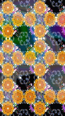 Sabıka fotoğraflarında, bebek kıyafetlerinde, duvar kâğıtlarında, paket kutularında falan kullanılabilir. Zarif, parlak ve eskiz sarı çiçek desenli.