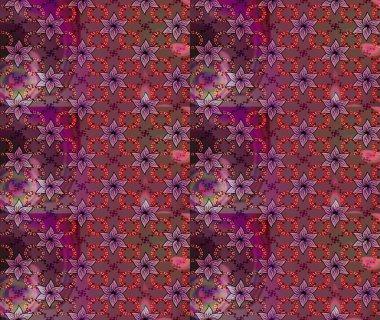 Çiçek. Taslak dekoratif arka plan, çiçek mandala. Kahverengi ve mor renklerde. Raster illüstrasyonu.