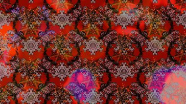 Düz Çiçek Elementleri Tasarımı. Kahverengi, kırmızı ve siyah renkte çiçekler. Renkli Bahar Teması eskiz kalıbı. Raster illüstrasyonunda çiçek deseni çizimi.