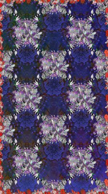 Raster Hip kumaş deseni. Eskiz Vintage Çiçek Deseni.