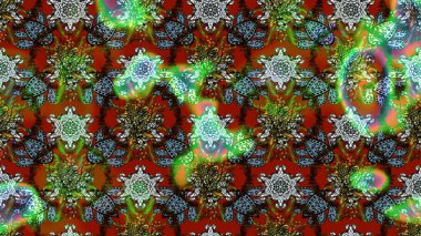 Raster illüstrasyonundaki çiçek desenli çizim. Renkli Yaz Temalı eskiz kalıbı. Yeşil, kahverengi ve kırmızı renkte çiçekler. Düz Çiçek Elementleri Tasarımı.