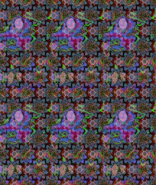 Renkli Bahar Teması eskiz kalıbı. Raster illüstrasyonu. Tarafsız renklerde çiçekler. Çiçek desenli çizim. Asya tekstil tarzında. Düz Çiçek Elementleri Tasarımı.